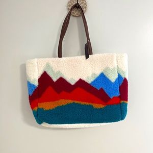 No Boundaries Sherpa Tote Bag Handbag Large Desert Mountain Scene Hobo NEW